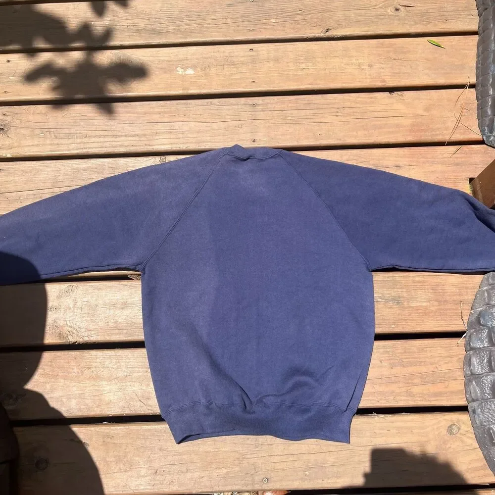 90s JERZEES blank Navy Blue L Crewneck - Picture 3 of 3